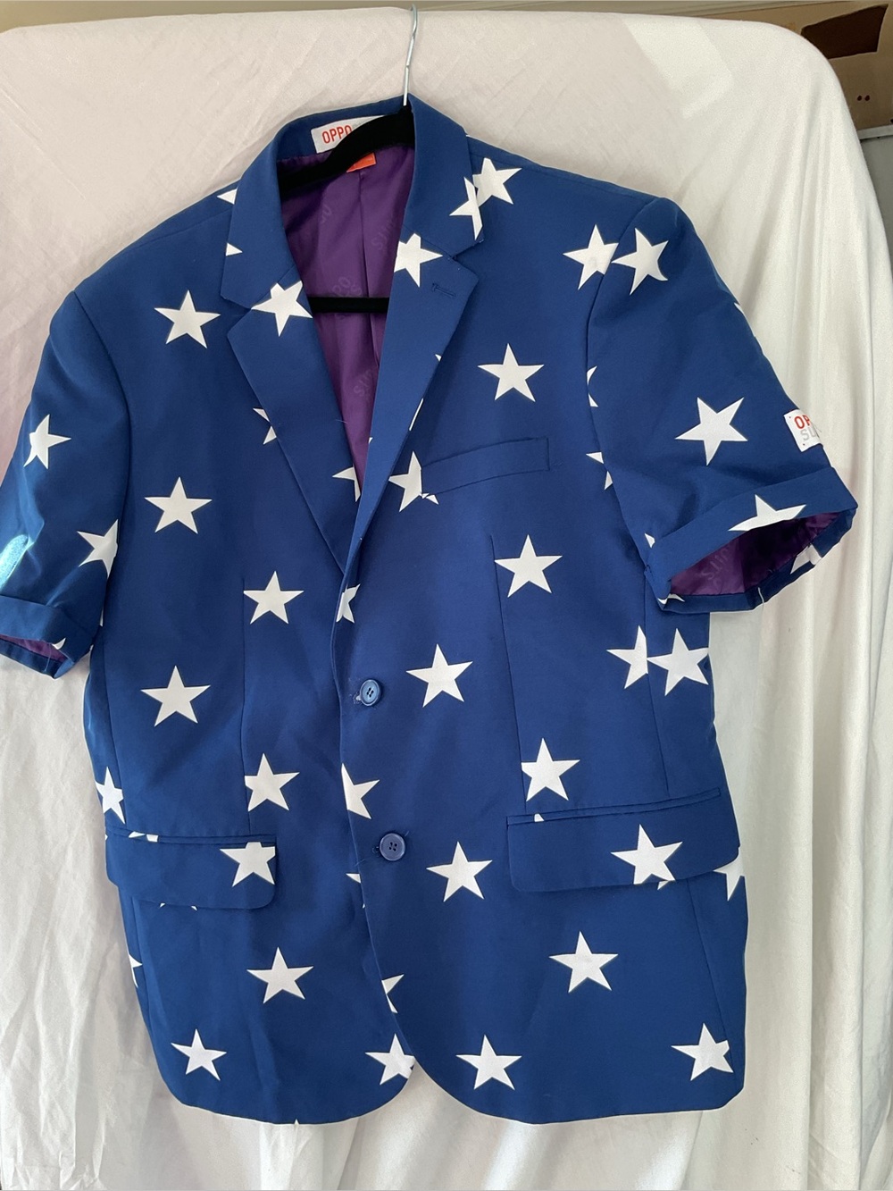 OppoSuits Blue Star-Print Short Sleeve Blazer